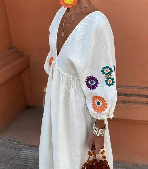 Maëlle™ | Dlouhá Vyšívaná Šaty