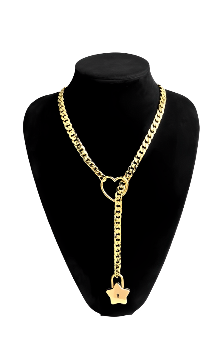 LoveChains™ - Zámek a Klíč ve Tvaru Srdce a Hvězdy