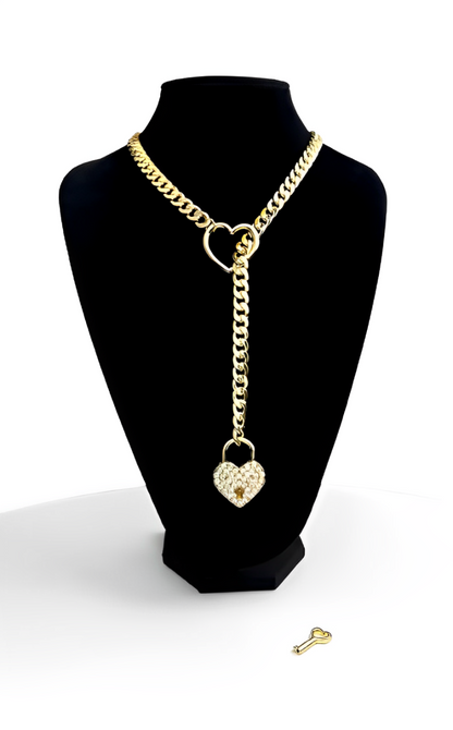 LoveChains™ - Zámek a klíč ve tvaru srdce z krystalu