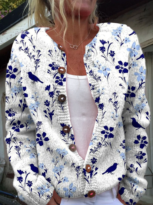 Élise™ | Květinový vintage cardigan s knoflíky
