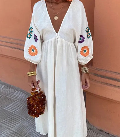Maëlle™ | Dlouhá Vyšívaná Šaty