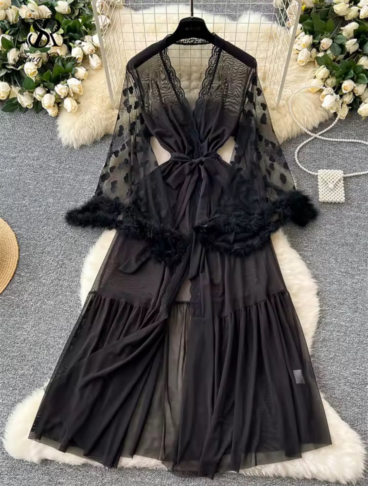 Keira™ | Kimonový plášť z průhledné krajky