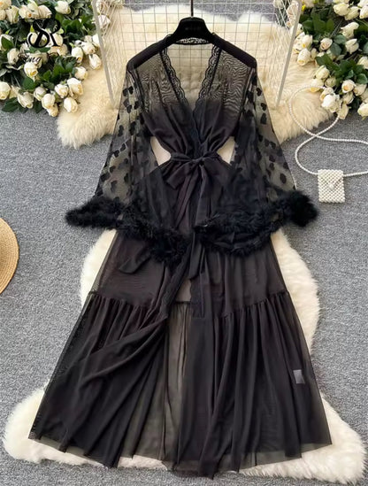 Keira™ | Kimonový plášť z průhledné krajky