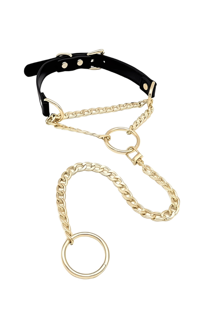 LoveChains™ - O - Kroužková otočná spona kožený obojek