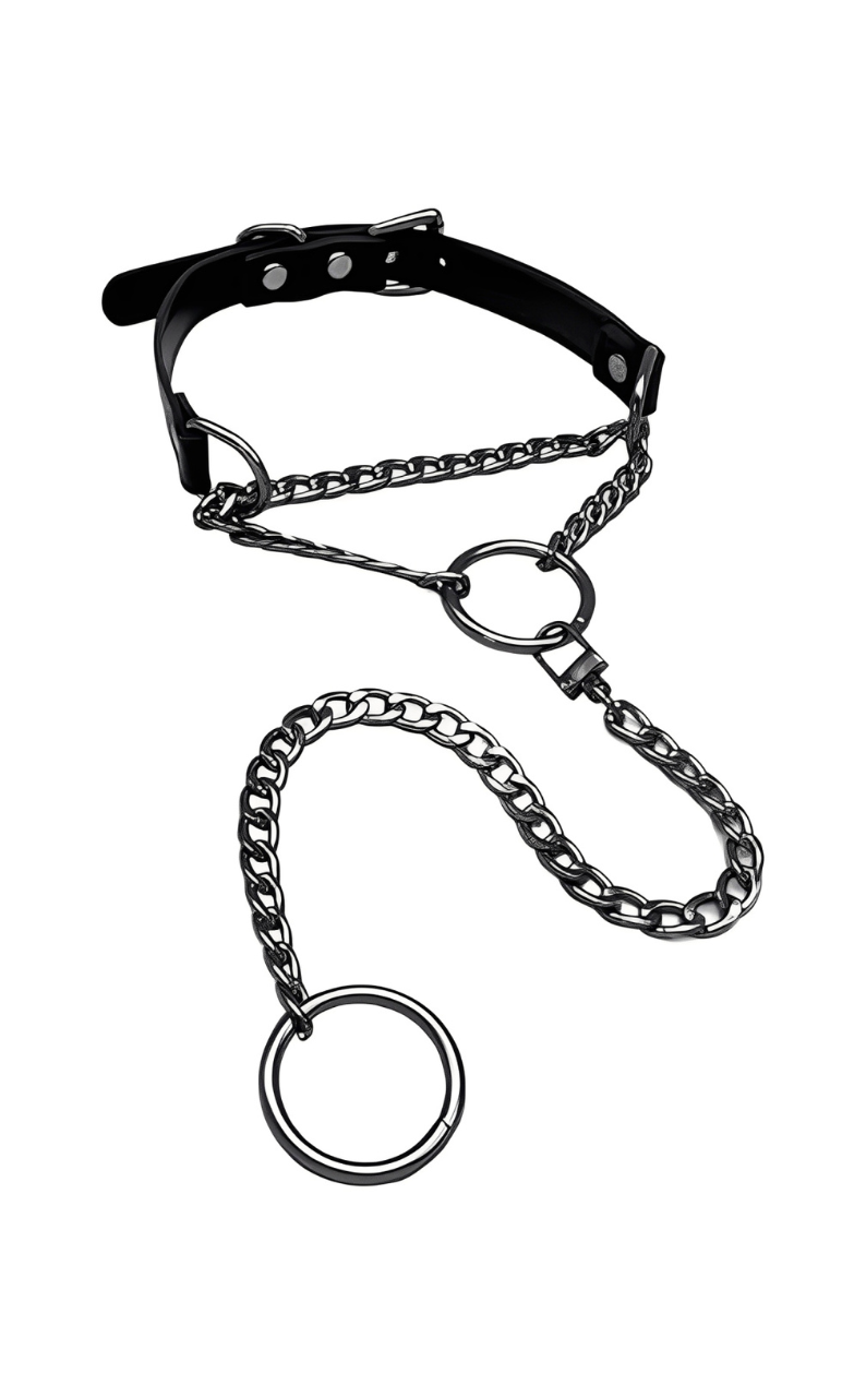 LoveChains™ - O - Kroužková otočná spona kožený obojek