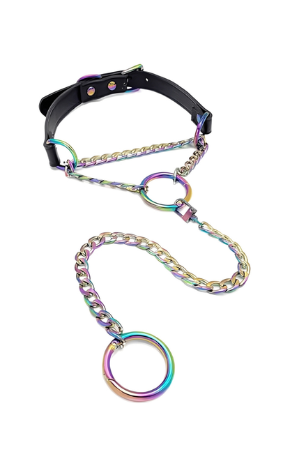 LoveChains™ - O - Kroužková otočná spona kožený obojek