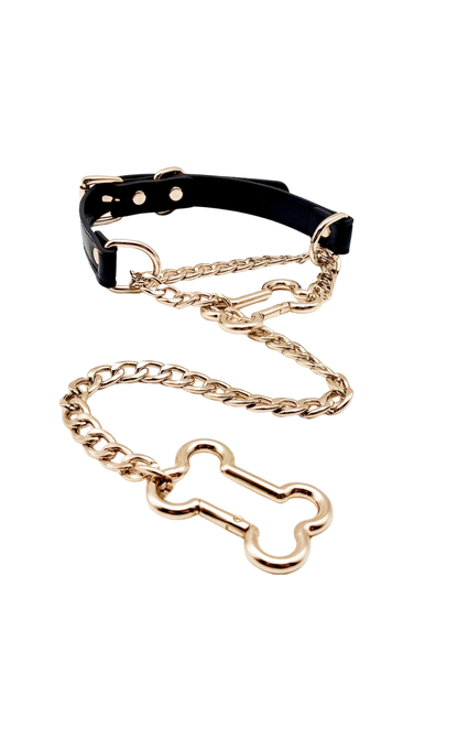 LoveChains™ - Kožený obojek s řetězem na kost