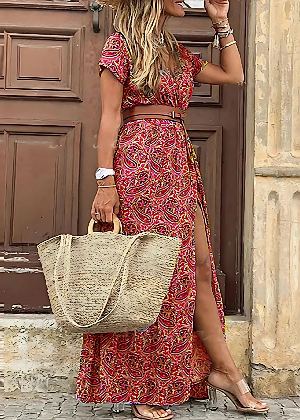 Romie | Dlouhá bohémská šaty s nařaseným pasem