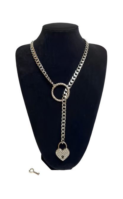 LoveChains™ - Krystalový zámek a klíč na řetízku