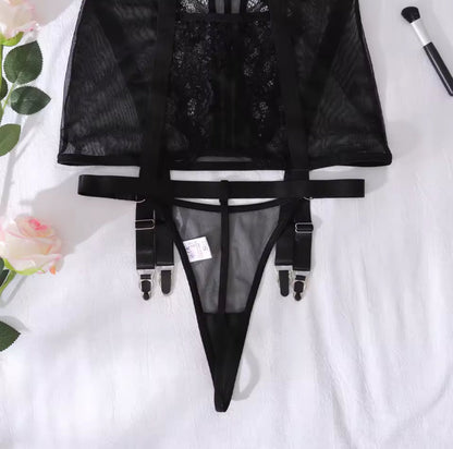 Alessandra™ | Černá saténová noční košile Mirage