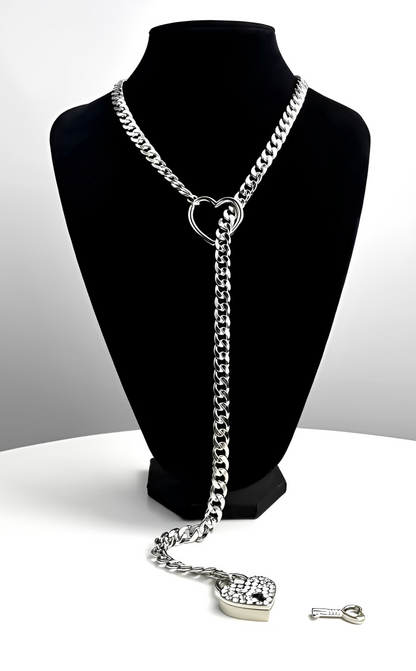 LoveChains™ - Zámek a klíč ve tvaru srdce z krystalu