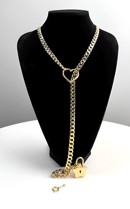 LoveChains™ - Zámek a Klíč ve Tvaru Srdce a Hvězdy