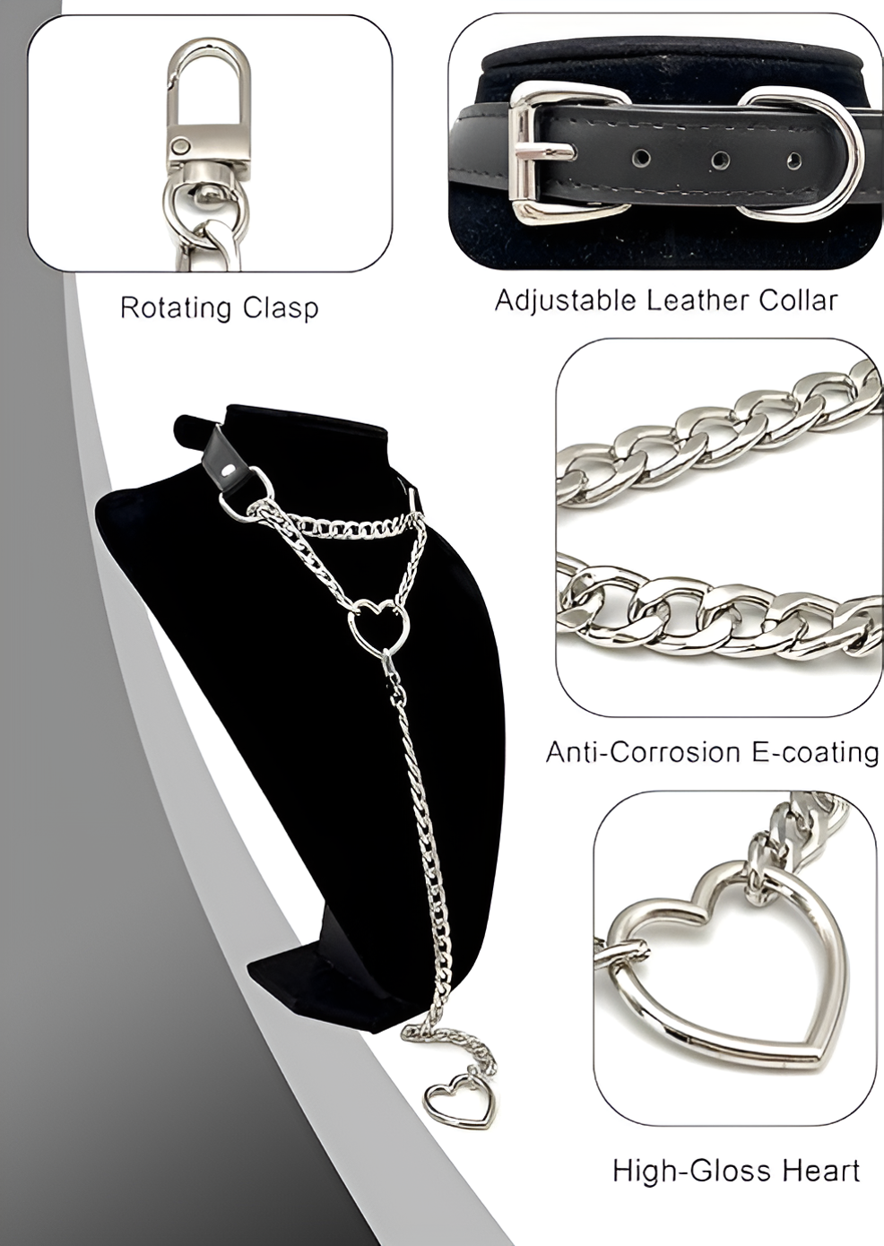 LoveChains™ - Kožený obojek s otočným zapínáním