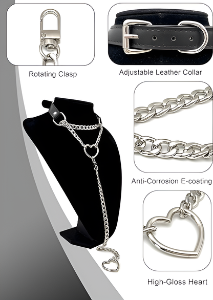 LoveChains™ - Kožený obojek s otočným zapínáním