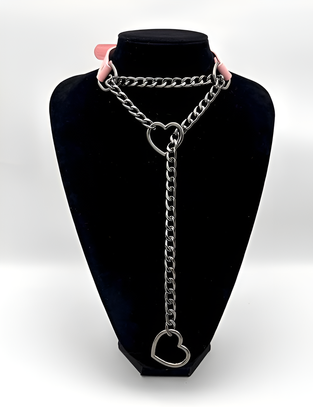 LoveChains™ - Kožený obojek s řetízkem ve tvaru srdce