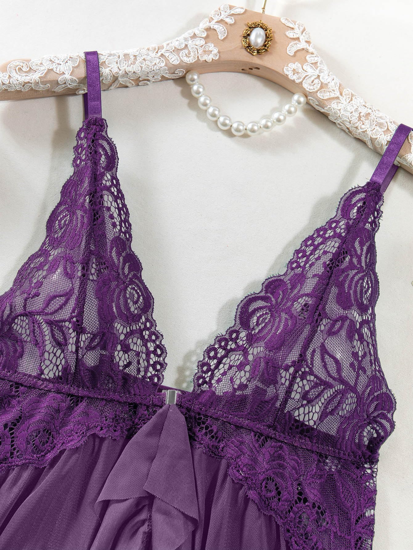 Nina™ | Souprava noční košilky z průhledné krajky