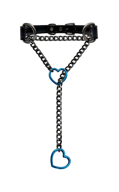 LoveChains™ - Kožený obojek s řetízkem ve tvaru srdce