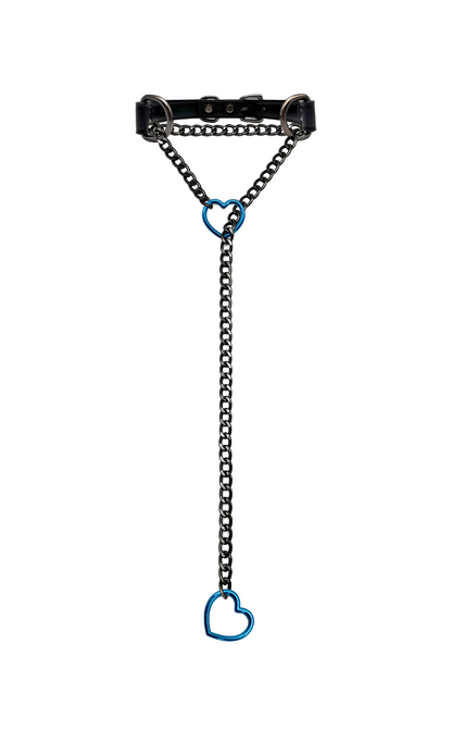 LoveChains™ - Kožený obojek s řetízkem ve tvaru srdce