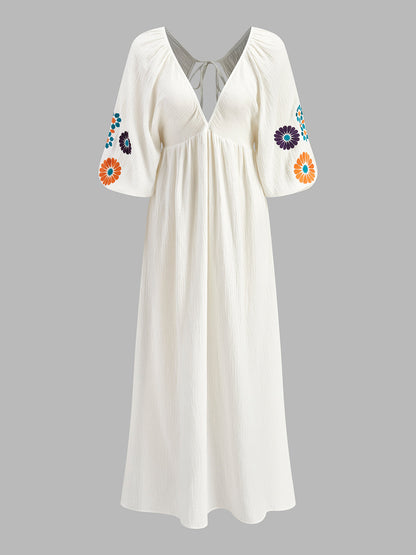 Maëlle™ | Dlouhá Vyšívaná Šaty