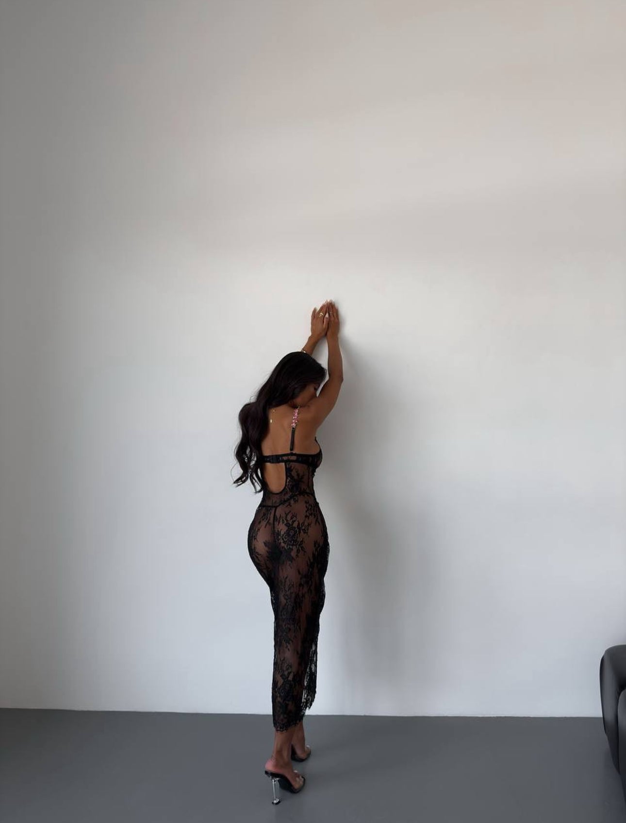 Georgina™ | Průhledná noční košile Pétales de Minuit