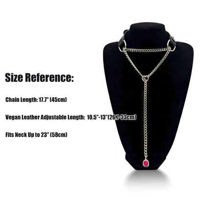 LoveChains™ - Kožený choker s krystalovým přívěskem