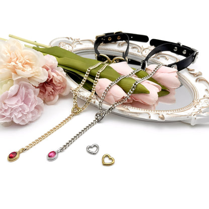 LoveChains™ - Kožený choker s krystalovým přívěskem