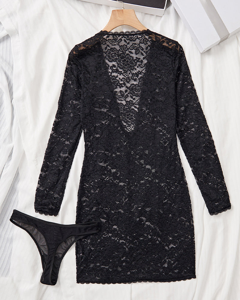 Faye™ | Noční košile s hlubokým V výstřihem a řetízkovým akcentem