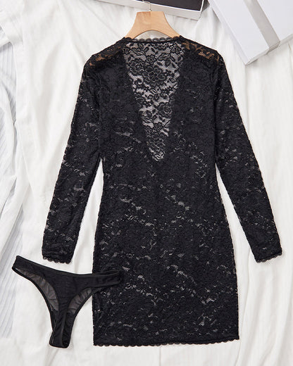 Faye™ | Noční košile s hlubokým V výstřihem a řetízkovým akcentem