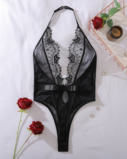 Romy™ | Krajkový body Midnight s hlubokým V výstřihem