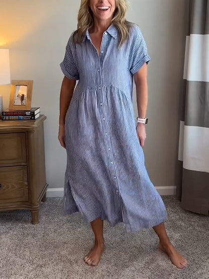 Malina | Pruhovaná košilová šaty