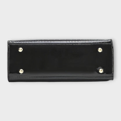 Lora. - Lesklá kabelka s krokodýlím vzorem