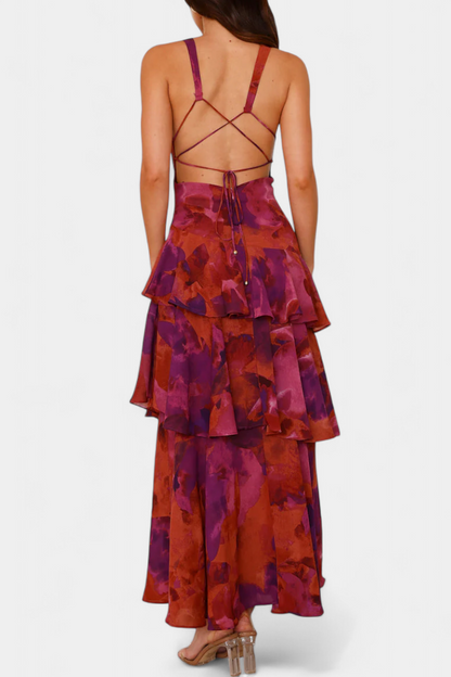 Adéla | Hedvábné šaty s hlubokým výstřihem do V